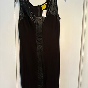 Black Sleeveless Dress with Textured Detail